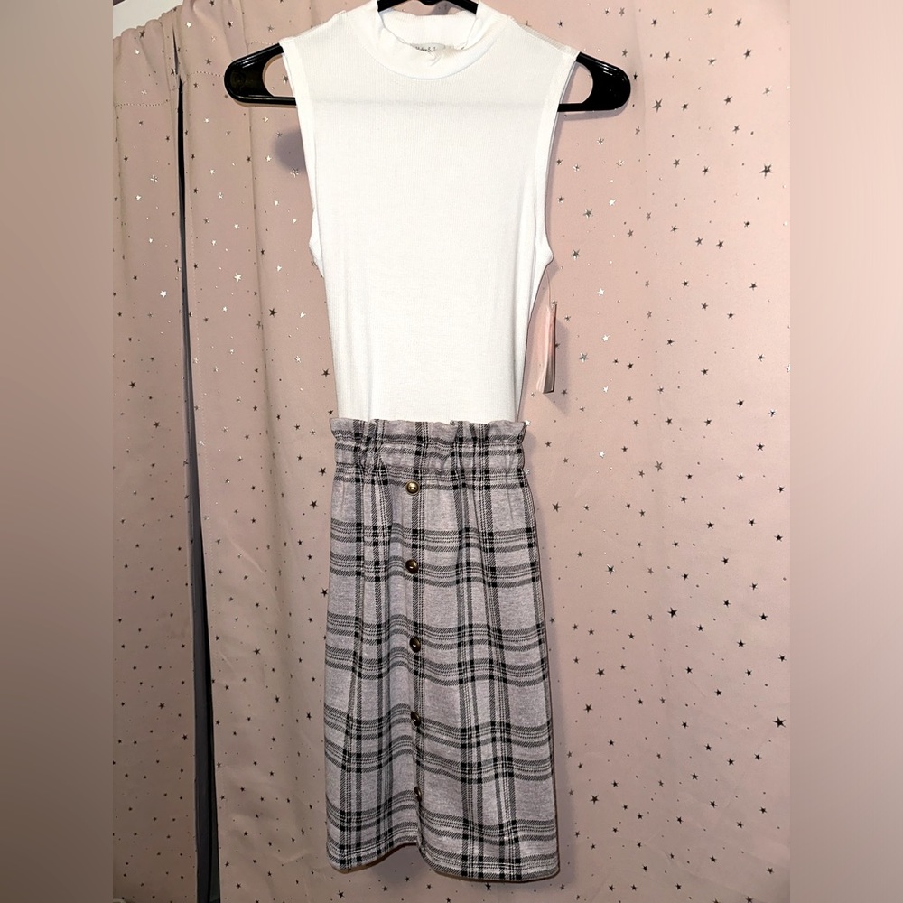 Plaid lavender dress with buttons